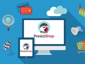 PrestaShop splash screen piattaforma ecommerce open source per negozi online
