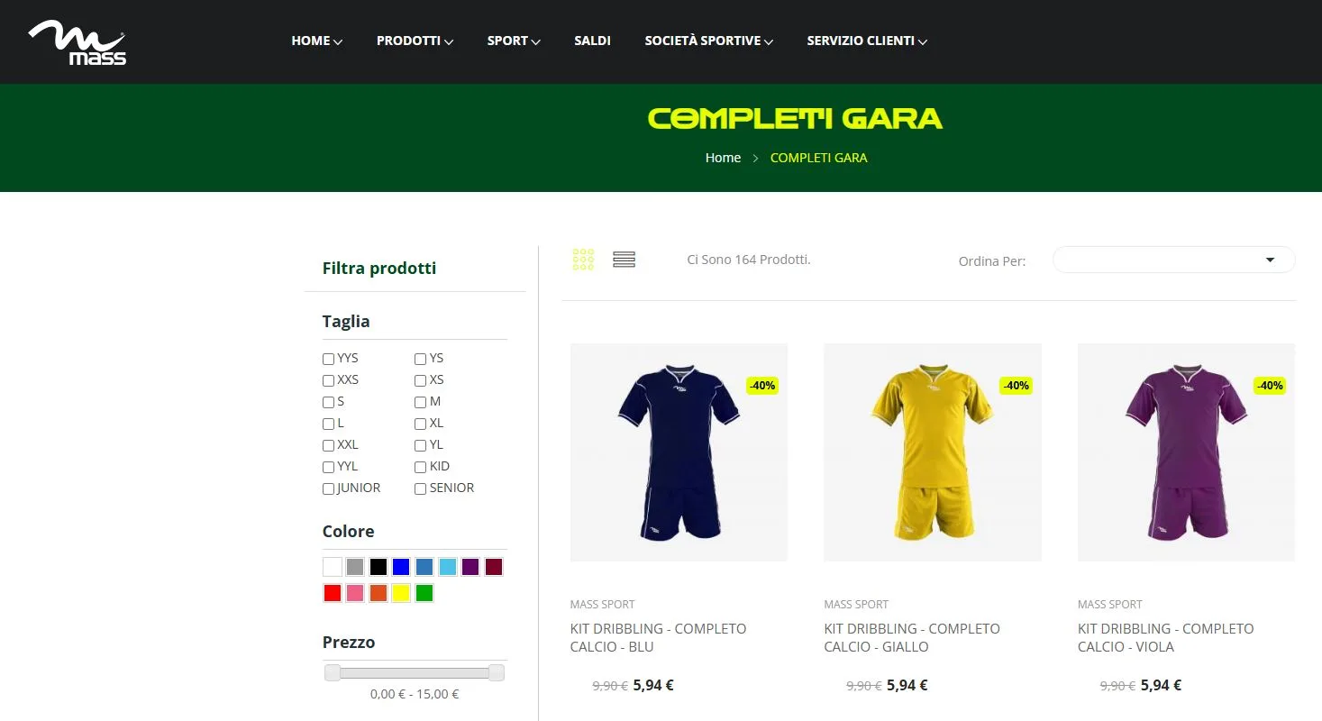 Massport abbigliamento sportivo completigara ecommerce ottimizzato da SeoMask