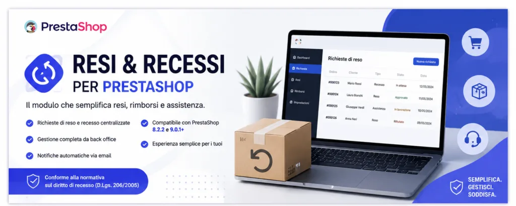 Modulo diritto di recesso e resi per PrestaShop