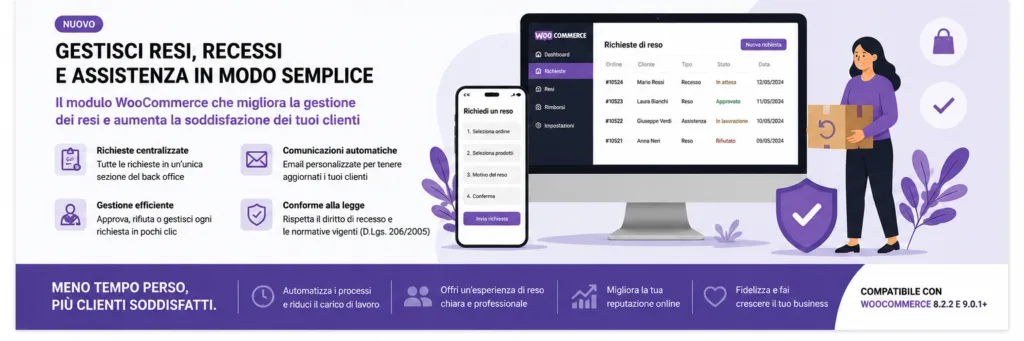 Plugin diritto di recesso e resi per WooCommerce